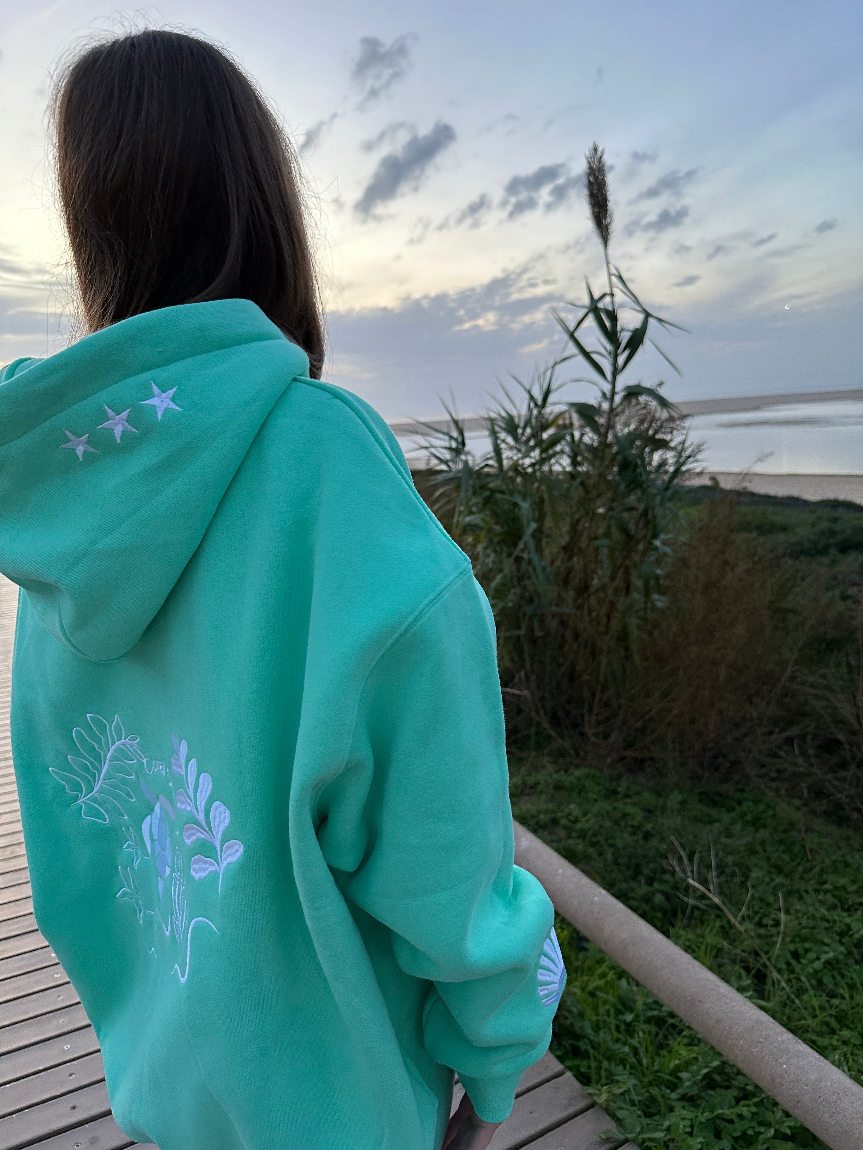 Light Green Oversized Hoodie My Coral Sunset